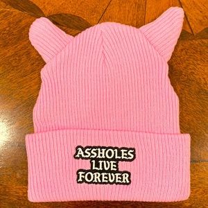 Pink Beanie with Horns, #ALF #LINDAFINEGOLD #Krill #assholesliveforever